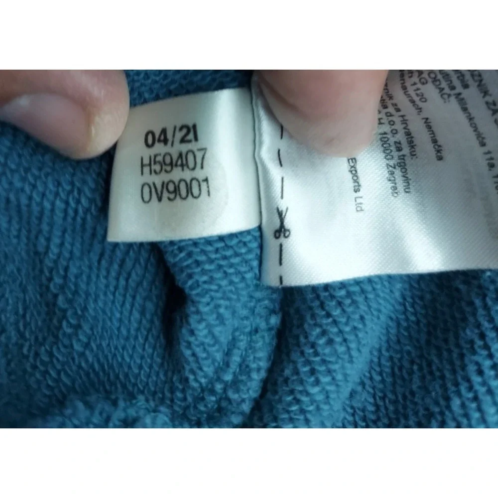 Adidas BTS Rib Hoodie Men Medium Blue Orbit Indigo Logo Kangaroo Pocket Pullover